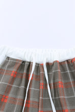 Load image into Gallery viewer, Plaid Contrast Buttoned Top and Pants Loungewear Set