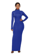 Load image into Gallery viewer, Mock Neck Long Sleeve Maxi Slim Dress