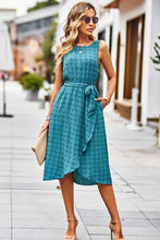 Load image into Gallery viewer, Swiss Dot Tie Belt Sleeveless Dress
