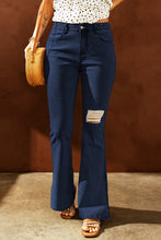 Load image into Gallery viewer, Side Slit Distressed Flare Jeans
