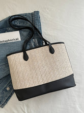 Load image into Gallery viewer, Contrast Straw Woven Tote Bag
