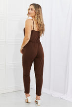 Load image into Gallery viewer, Capella Comfy Casual Full Size Solid Elastic Waistband Jumpsuit in Chocolate
