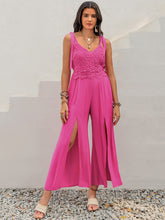 Load image into Gallery viewer, V-Neck Wide Strap Slit Jumpsuit
