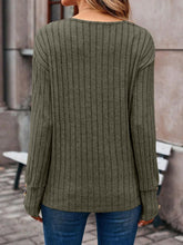 Load image into Gallery viewer, Ribbed V-Neck Long Sleeve T-Shirt
