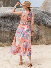 Load image into Gallery viewer, Printed V-Neck Top and Midi Skirt Set
