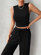 Load image into Gallery viewer, Mock Neck Sleeveless Top and Drawstring Pants Set
