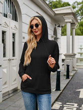 Load image into Gallery viewer, Ribbed Drawstring Long Sleeve Hoodie
