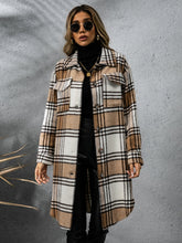 Load image into Gallery viewer, Plaid Collared Neck Long Sleeve Coat
