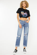 Load image into Gallery viewer, Kancan Mid Rise Distressed Straight Jeans
