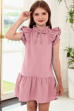 Load image into Gallery viewer, Tie Neck Flutter Sleeve Dress
