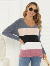 Load image into Gallery viewer, Shiny Color Block Long Sleeve Sweater
