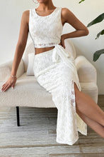 Load image into Gallery viewer, Lace Round Neck Top and Slit Skirt Set
