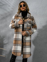 Load image into Gallery viewer, Plaid Collared Neck Long Sleeve Coat
