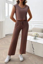 Load image into Gallery viewer, Ribbed Round Neck Top and Pants Set
