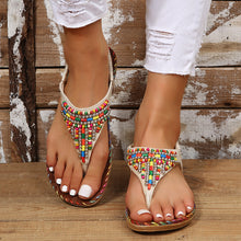 Load image into Gallery viewer, PU Leather Beaded Flat Sandals
