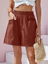 Load image into Gallery viewer, Full Size Pocketed Elastic Waist Shorts
