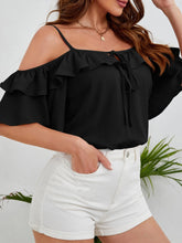 Load image into Gallery viewer, Ruffled Tied Half Sleeve Blouse
