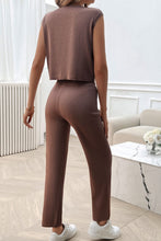 Load image into Gallery viewer, Ribbed Round Neck Top and Pants Set
