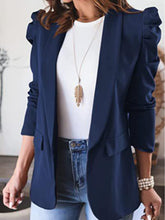 Load image into Gallery viewer, Collared Neck Puff Sleeve Blazer
