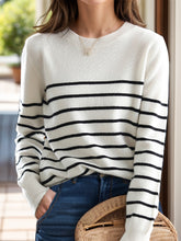 Load image into Gallery viewer, Striped Round Neck Long Sleeve Sweater
