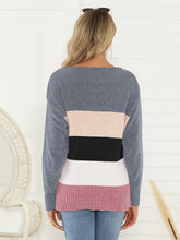 Load image into Gallery viewer, Shiny Color Block Long Sleeve Sweater
