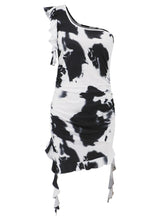 Load image into Gallery viewer, Ruffled Tie-Dye Single Shoulder Mini Dress
