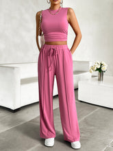 Load image into Gallery viewer, Mock Neck Sleeveless Top and Drawstring Pants Set
