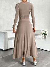 Load image into Gallery viewer, Devine Round Neck Long Sleeve Top and Skirt Set
