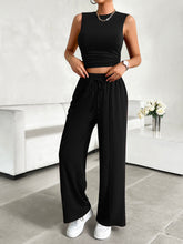 Load image into Gallery viewer, Mock Neck Sleeveless Top and Drawstring Pants Set
