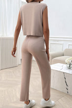 Load image into Gallery viewer, Ribbed Round Neck Top and Pants Set
