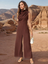 Load image into Gallery viewer, Ruched Mock Neck Sleeveless Jumpsuit
