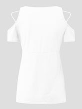 Load image into Gallery viewer, Full Size Crisscross Cold Shoulder Short Sleeve T-Shirt
