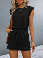 Load image into Gallery viewer, Round Neck Cap Sleeve Romper
