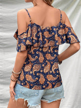 Load image into Gallery viewer, Ruffled Printed V-Neck Blouse
