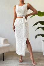 Load image into Gallery viewer, Lace Round Neck Top and Slit Skirt Set
