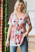 Load image into Gallery viewer, Heimish Full Size Floral V-Neck Short Sleeve Babydoll Blouse
