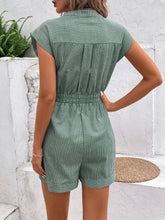 Load image into Gallery viewer, Striped Notched Tie Waist Romper
