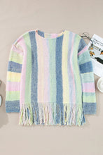 Load image into Gallery viewer, Fringe Color Block Round Neck Sweater
