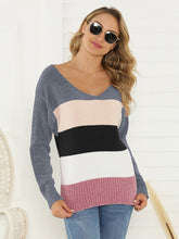 Load image into Gallery viewer, Shiny Color Block Long Sleeve Sweater
