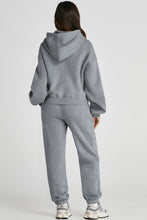 Load image into Gallery viewer, Dropped Shoulder Hooded Top and Pants Active Set
