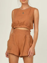 Load image into Gallery viewer, Round Neck Sleeveless Top and Shorts Set
