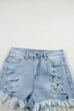 Load image into Gallery viewer, Distressed Raw Hem Denim Shorts
