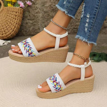 Load image into Gallery viewer, Open Toe Wedge Woven Sandals
