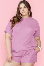 Load image into Gallery viewer, Plus Size Round Neck Short Sleeve Top and Shorts Set
