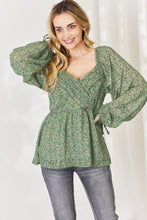 Load image into Gallery viewer, HEYSON Full Size Floral Surplice Peplum Blouse
