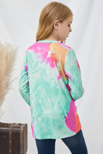 Load image into Gallery viewer, Girls Tie-Dye Twist Front Long Sleeve Top
