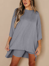 Load image into Gallery viewer, Full Size Round Neck Top and Skinny Shorts Set
