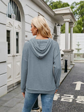 Load image into Gallery viewer, Ribbed Drawstring Long Sleeve Hoodie
