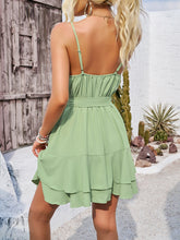 Load image into Gallery viewer, Ruffled Layered Surplice Mini Cami Dress
