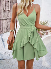 Load image into Gallery viewer, Ruffled Layered Surplice Mini Cami Dress
